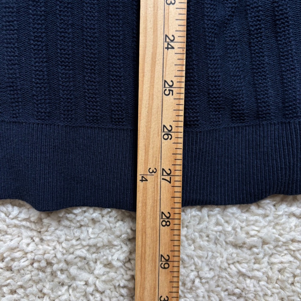 Massimo Dutti Knit Polo Shirt Mens XL Navy Blue Ribbed Cotton Short Sleeve - Picture 6 of 8